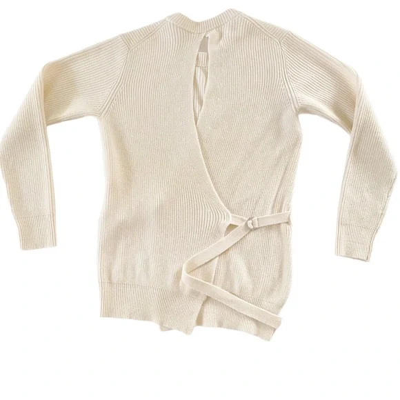 Proenza Schouler Ivory Cotton Cashmere Rib Wrap SweaterMEDIUM